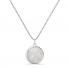 Collier pendentif nacre blanche 15 mm en Argent