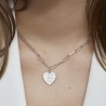 Collier Argent maille trombone avec médaille cœur 14 mm