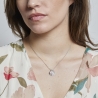 Collier personnalisé médaille martelée 14 mm Argent et pierre fine rose