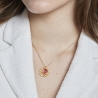 Collier personnalisé médaille martelée 20 mm et pierre fine fuchsia