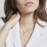 Collier personnalisé médaille 15 mm Plaqué Or et son pendentif trèfle rose