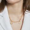 Collier personnalisé maille trombone double médailles 15 mm en Plaqué Or