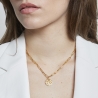 Collier Plaqué Or maille trombone avec médaille martelée 15 mm