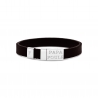 Bracelet avec initiale ajustable en cuir marron et boucle acier