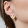 Boucles d'oreilles martelées puces avec pierres roses en Plaqué Or