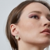 Boucles d'oreilles martelées puces avec pierres vertes en Plaqué Or
