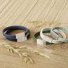 Bracelet homme personnalisé en cuir plat vert clair, double tour avec boucle argentée