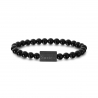 Bracelet personnalisé perles noires avec médaillon noir