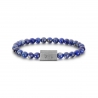 Bracelet personnalisé perles bleues avec médaillon argenté