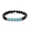Bracelet personnalisé homme effet perles de lave et perles turquoise