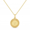 Collier personnalisé enfant médaille 17 mm perlée initiale Plaqué Or