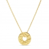 Collier enfant médaille jeton martelée 15 mm gravée en Plaqué Or