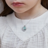 Collier personnalisé pour enfant médaille 15 mm Argent et pierre bleue