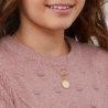 Collier personnalisé enfant médaille 17 mm perlée initiale Plaqué Or