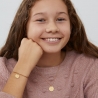 Jonc fin enfant avec médaille martelée personnalisée 12 mm en Plaqué Or