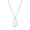 Collier homme médaille rectangulaire "PAPA POULE" grand format en Argent