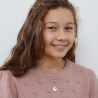 Collier enfant personnalisé médaille 15 mm Argent et son pendentif trèfle rose