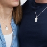 Duo colliers personnalisés homme femme médaille rectangulaire 20mm argent