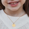 Collier personnalisé médaille 15 mm dessin chat en Plaqué Or