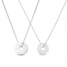Duo colliers personnalisés homme femme médaille cible argent