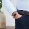 Bracelet personnalisé double cuir tressé gris métal et fermoir noir