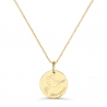 Collier enfant personnalisé médaille 15 mm dessin colombe en Plaqué Or