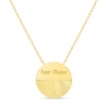 Collier médaille striée 20 mm Plaqué Or