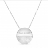 Collier personnalisé médaille striée 20 mm Argent
