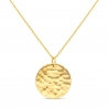 Collier personnalisé médaille martelée 20 mm Plaqué Or