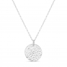 Packshot du collier personnalisé médaille martelée 15 mm Argent (avant)