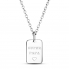 Collier homme médaille rectangulaire "Super Papa" en Argent