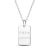 Collier homme médaille rectangulaire "PAPA POULE" grand format en Argent