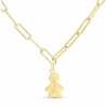 Collier personnalisé Plaqué Or, maille trombone et pendentif petit garçon 15 mm