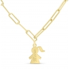 Collier personnalisé Plaqué Or, maille trombone et pendentif petite fille 15 mm