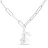 Collier personnalisé Argent, maille trombone et pendentif petite fille 15 mm