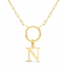 Collier charm lettre 20 mm Plaqué Or chaîne trombone
