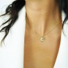 Collier médaille 15 mm et son pendentif lune à strass Plaqué Or