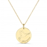 Collier personnalisé médaille 20 mm dessin colombe en Plaqué Or