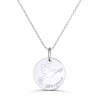 Collier personnalisé médaille 20 mm dessin colombe en Argent