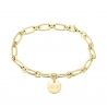 Bracelet personnalisé Plaqué Or maille trombone arrondie et médaille 10 mm
