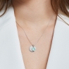 Collier personnalisé médaille 15 mm Argent et pierre bleue