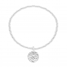 Bracelet élastique perles Argent et médaille martelée 12 mm gravée