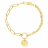 Packshot du bracelet Plaqué Or chaîne 2 mailles et médaille martelée 10 mm (avant)