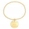 Packshot bracelet élastique perles Plaqué Or et médaille 20 mm gravée