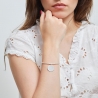 Bracelet élastique perles Argent et grande médaille 20 mm gravée