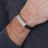 Bracelet homme personnalisé en cuir grainé noir et boucle acier