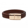 Bracelet homme personnalisé en cuir tressé marron et boucle rosée