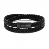 Bracelet homme personnalisé en cuir tressé noir double tour avec boucle noire
