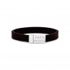 Bracelet avec initiale ajustable en cuir marron et boucle acier