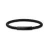 Bracelet homme personnalisé en cuir tressé noir arrondi et boucle noire
